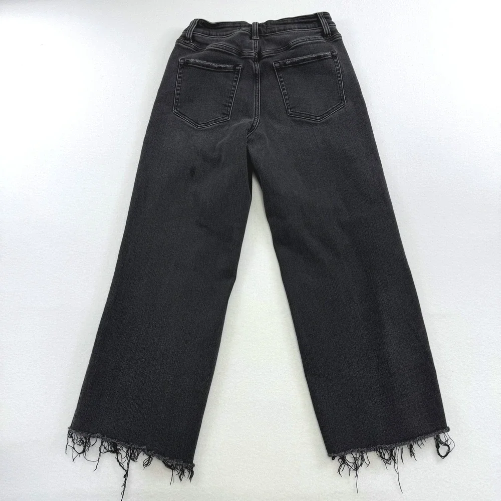 Flying Monkey Womens Wide Leg Jeans Faded‎ Black Raw Hem F5296 Size 28